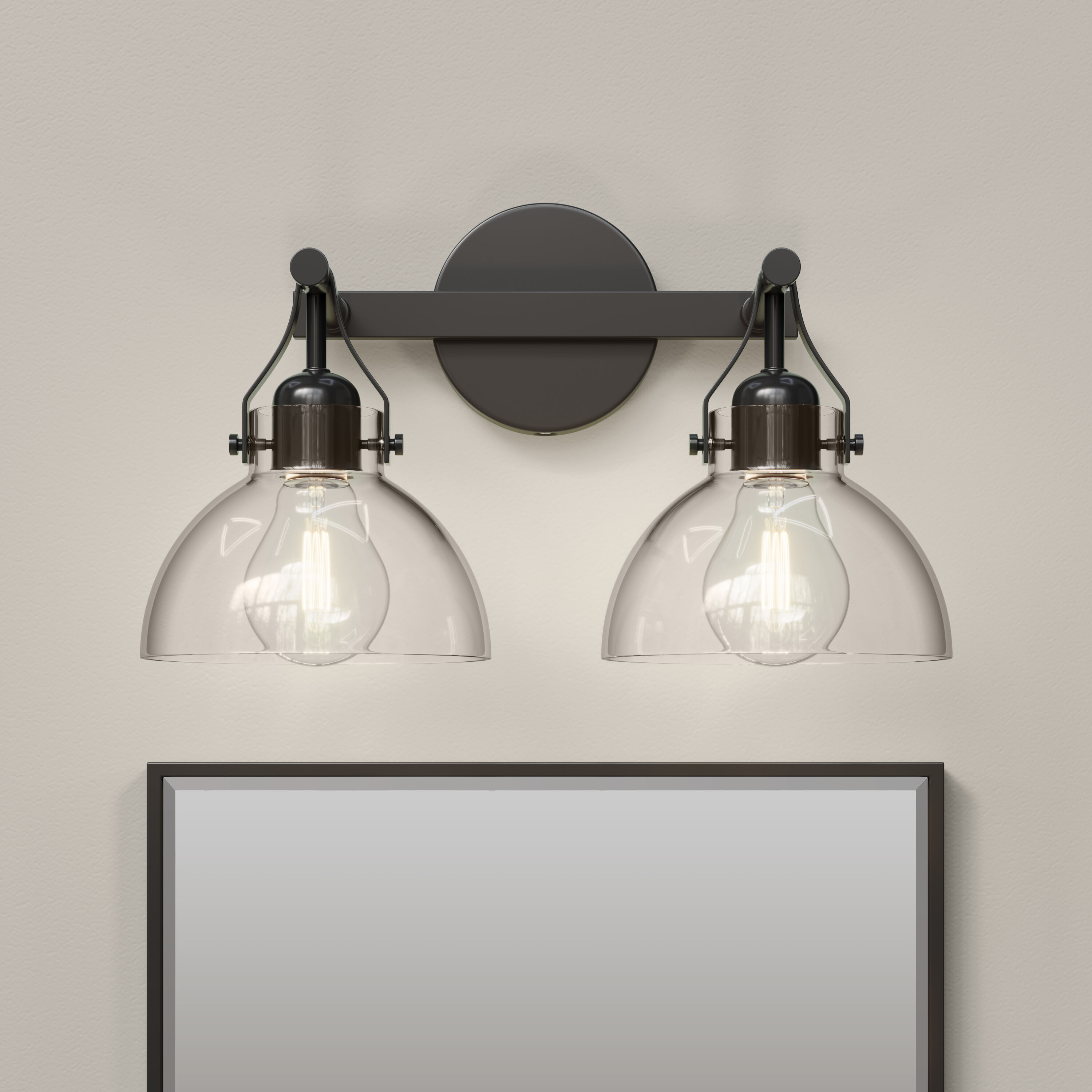 None 2 Light 14.5 inch Matte Black Bathroom Vanity Light Wall Light